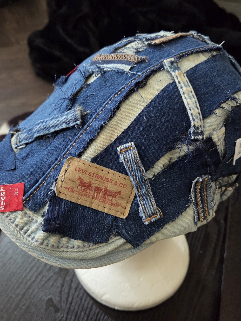 Levi's Patchwork Denim Newsboy Cap - Blue - Picture 2 of 6